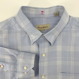Tommy Bahama Mens Long Sleeve Button Down Shirt Plaid‎ Blue White Size 17 32 33